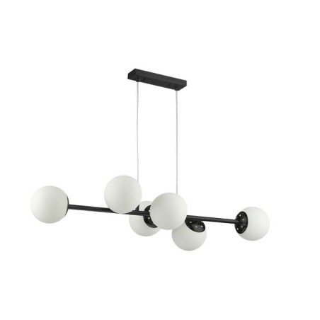 Lustra suspendata Bali, 6 x E27, putere 35W, protectie IP20, metal si sticla,100-240V, alb/negru