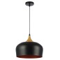 Lustra suspendata LED 60W, E27, cablu ajustabil 1 metru, negru, auriu, lemn Lustra suspendata LED 60W, E27, cablu ajustabil 1 metru, negru, auriu, lemn