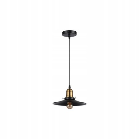 Lustra industriala de interior, 1 LED E27, maxim 60W, abajur 22 cm, aluminiu negru si auriu