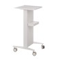 Carucior pentru salon de infrumusetare, roti cu blocare, maner, 2 rafturi, 83x36.5x48 cm, metal/plastic, alb