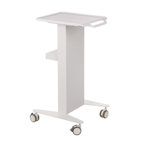 Carucior pentru salon de infrumusetare, roti cu blocare, maner, 2 rafturi, 83x36.5x48 cm, metal/plastic, alb
