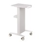 Carucior pentru salon de infrumusetare, roti cu blocare, maner, 2 rafturi, 83x36.5x48 cm, metal/plastic, alb
