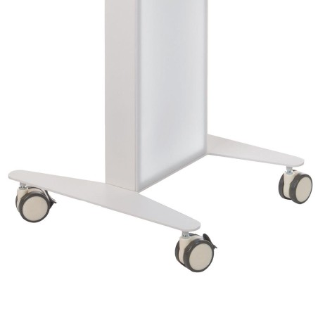 Carucior mobil pentru salon cosmetica, panou frontal iluminat LED, inaltime 83 cm, metal/plastic, alb
