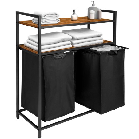 Raft baie, 2 cosuri rufe, 2 spatii depozitare, structura otel, capacitate 80 litri, inaltime totala 91,5 cm