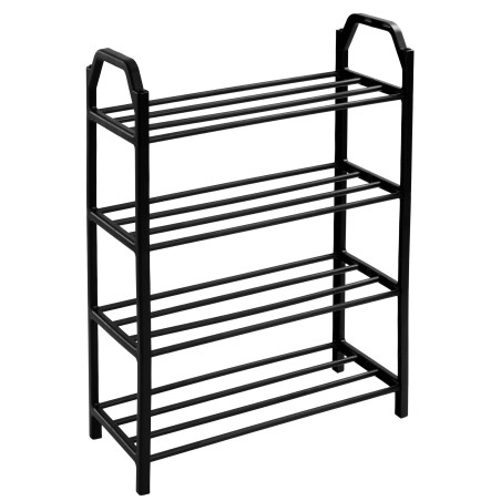 Raft incaltaminte, 4 niveluri, 8 perechi pantofi, otel si plastic, 64x50x18,5 cm