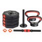 Set fitness 3in1 10kg, Kettlebell, gantera, manere prindere, negru Set fitness 3in1 10kg, Kettlebell, gantera, manere prindere, negru