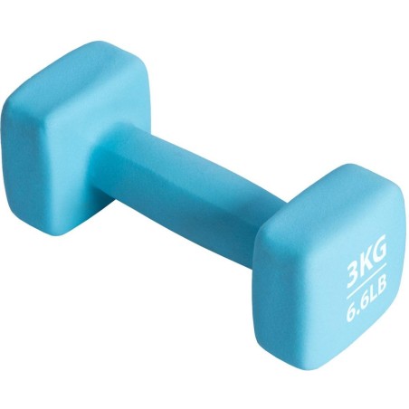 Gantera neopren Pure 2 Improve 3 kg, material antiderapant, albastru