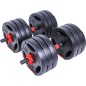 Set gantere si haltera Pure 2 Improve 30 kg, maner ergonomic, negru