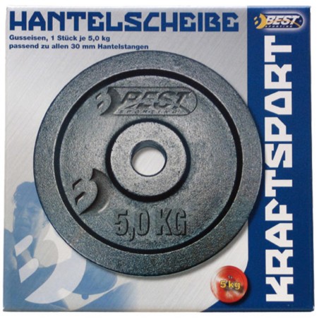 Disc fitness metal 5kg, diametru 30mm, negru