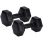 Set 2 gantere cauciucate XqMax 2kg, maner ergonomic, negru