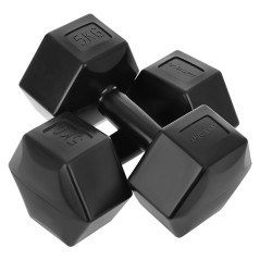 Set 2 gantere cauciucate Enero Fit 5kg, maner ergonomic, negru