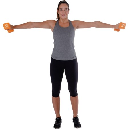 Set 2 gantere neopren Pure 2 Improve 4kg, maner ergonomic, galben