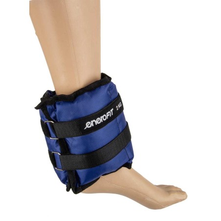 Set 2 greutati fitness Enero Fit mana/glezna 4kg, prindere velcro, multifunctionale, marime reglabila, albastru