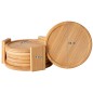 Set 6 suporturi pahare, diametru 10 cm, grosime 7 mm, bambus