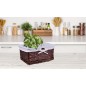 Cos din rachita pentru cosmetice sau alte accesorii, tesut manual, captuseala gri, 15x20x30 cm