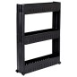 Raft universal mobil, 3 polite depozitare, pentru spatii inguste, modular, negru Raft universal mobil, 3 polite depozitare, pentru spatii inguste, modular, negru