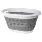 Cos de rufe pliabil, 2 manere, 25 L, model floral, 25x50x37 cm, gri/alb