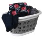 Cos de rufe pliabil, 2 manere, 25 L, model floral, 25x50x37 cm, gri/alb