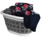 Cos de rufe pliabil, 2 manere, 25 L, model floral, 25x50x37 cm, gri/alb