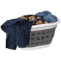 Cos de rufe pliabil, 2 manere, 25 L, model floral, 25x50x37 cm, gri/alb