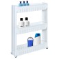 Raft modular baie/bucatarie, 3 niveluri, roti transport, inaltime 71 cm, alb Raft modular baie/bucatarie, 3 niveluri, roti transport, inaltime 71 cm, alb