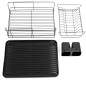 Scurgator de vase cu suport tacamuri, doua niveluri, recipient detasabil, 43x32x21 cm, negru