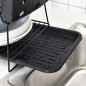 Suport de vase metalic supraetajat cu scurgator si suport tacamuri, tava extensibila, 43x32.5x26 cm
