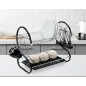 Suport vesela cu doua niveluri, tava detasabila, 25 x 56.5 x 38 cm, otel, negru/argintiu Suport vesela cu doua niveluri, tava detasabila, 25 x 56.5 x 38 cm, otel, negru/argintiu