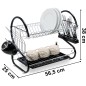 Suport vesela cu doua niveluri, tava detasabila, 25 x 56.5 x 38 cm, otel, negru/argintiu Suport vesela cu doua niveluri, tava detasabila, 25 x 56.5 x 38 cm, otel, negru/argintiu
