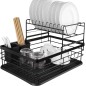 Scurgator vase, tava detasabila, suport tacamuri, doua niveluri, 43x32x27 cm, negru Scurgator vase, tava detasabila, suport tacamuri, doua niveluri, 43x32x27 cm, negru