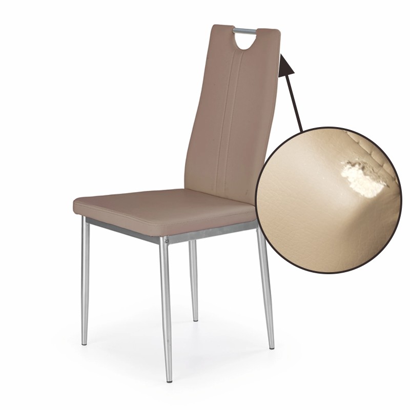 Scaun dining, stil modern, inaltime 97 cm, cadru metalic, tapiterie piele artificiala, maro, RESIGILAT Scaun dining, stil modern, inaltime 97 cm, cadru metalic, tapiterie piele artificiala, maro, RESIGILAT