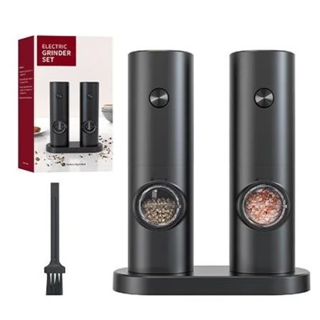Set 2 rasnite pentru condimente, suport dedicat, indicator LED, grosime reglabila, maner antiderapant, negru