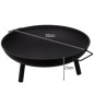 Semineu de exterior, vatra tip bol XXL, 3 picioare sustinere, 2 manere, constructie fier, 58x23 cm