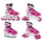 Role reglabile 4in1 pentru copii 34-37, prindere velcro, marime reglabila, sireturi, frana, ABEC5, roz