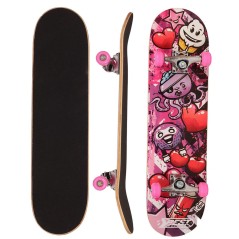 Skateboard octopus, 9 straturi, 92A, ABEC3, 79x20x10cm, roz