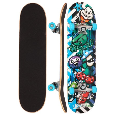 Skateboard octopus, 9 straturi, 92A, ABEC3, 79x20x10cm, albastru