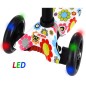 Trotineta pentru copii, pliabila, dimensiune reglabila, aparatoare noroi, LED, ABEC7, 82A, 3 roti, multicolor, 3 ani+