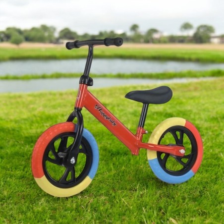 Bicicleta fara pedale, roti spuma EVA, capacitate maxima 35 kg, cadru rosu