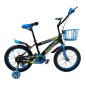 Bicicleta pentru copii, roti ajutatoare, 16 inch, cos frontal, aparatoare, maxim 40 kg, cadru otel, albastru/negru
