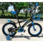 Bicicleta pentru copii, roti ajutatoare, 16 inch, cos frontal, aparatoare, maxim 40 kg, cadru otel, albastru/negru