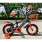 Bicicleta cu roti ajutatoare pentru copii, 16 inch, cos, manere cauciucate, aparatoare, 2 sisteme de franare, portocalie