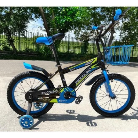 Bicicleta 18 inch, cos fata, aparatoare lant/noroi, frane fata spate, cadru otel, albastru-negru