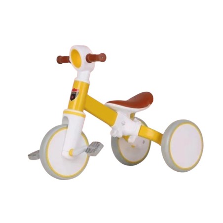 Tricicleta 2 in 1 ride on, manere si pedale non alunecare, maxim 25 kg, galben