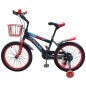Bicicleta cu roti ajutatoare detasabile, 18 inch, 5-7 ani, cos frontal, aparatoare, manere cauciucate, cadru otel, rosu/negru