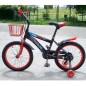 Bicicleta cu roti ajutatoare detasabile, 18 inch, 5-7 ani, cos frontal, aparatoare, manere cauciucate, cadru otel, rosu/negru