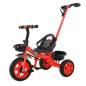 Tricicleta cu maner de impins, 3 ani+, greutate suportata 40 kg, cos fata-spate, roti spuma EVA, rosie