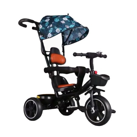 Tricicleta cu copertina retractabila, maner parental, 2-6 ani, spatar si scaunel capitonate, cadru protectie, roti spuma EVA