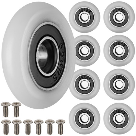 Set 8 role pentru cabina de dus, 23 mm, rulmenti cu bile, silentioase, albe