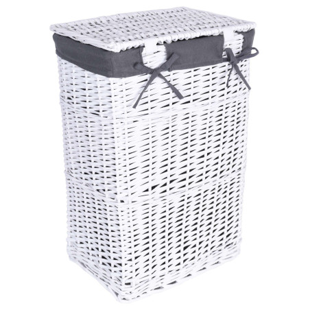 Cos din rachita, capacitate 114 L, captuseala interioare, 48x36x66 cm, alb/gri