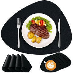 Set 8 suporturi farfurii si pahare, impermeabile, rezistente la temperaturi ridicate, PVC negru